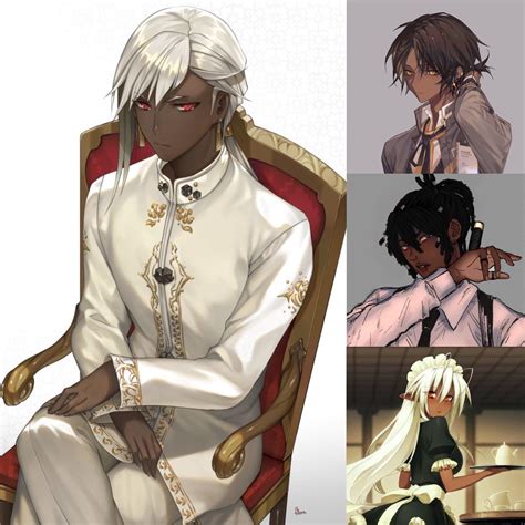 dark anime male|black skinned anime boy.